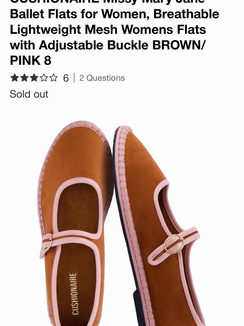Cushionaire Brown and Pink Mary Jane Flats for Women